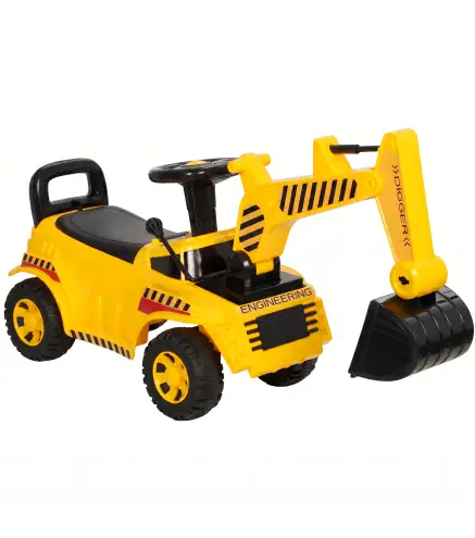 Excavadora sin Pedales Juguete con Casco de Seguridad Excavadora Correpasillos con Brazo Excavador 1 a 4 Años Amarillo