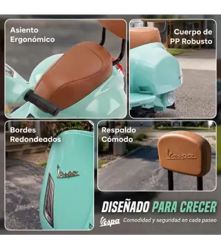 Moto Eléctrica para Niños Licencia Mini Vespa GTS 2 Ruedas Auxiliares Batería de Litio Faro Bocina Respaldo Verde