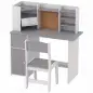 Escritorio Infantil con Silla Soporte de Tableta Ajustable Portalápices Panel de Corcho 5-12 Años Gris