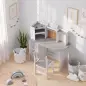 Escritorio Infantil con Silla Soporte de Tableta Ajustable Portalápices Panel de Corcho 5-12 Años Gris