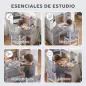 Escritorio Infantil con Silla Soporte de Tableta Ajustable Portalápices Panel de Corcho 5-12 Años Gris