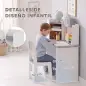 Escritorio Infantil con Silla Soporte de Tableta Ajustable Portalápices Panel de Corcho 5-12 Años Gris