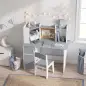 Escritorio Infantil con Silla Soporte de Tableta Ajustable Portalápices Panel de Corcho 5-12 Años Gris