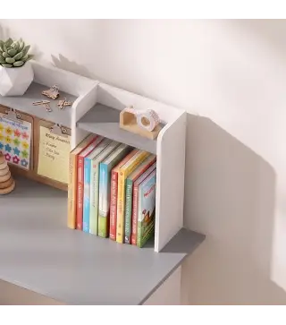 Escritorio Infantil con Silla Soporte de Tableta Ajustable Portalápices Panel de Corcho 5-12 Años Gris
