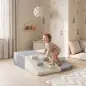 Juego de 4 Bloques de Espuma para Niños de Psicomotricidad Tapizados en PU Escalar y Gatear 1-3 Años Gris Claro y Beige