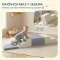 Juego de 4 Bloques de Espuma para Niños de Psicomotricidad Tapizados en PU Escalar y Gatear 1-3 Años Gris Claro y Beige