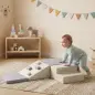 Juego de 4 Bloques de Espuma para Niños de Psicomotricidad Tapizados en PU Escalar y Gatear 1-3 Años Gris Claro y Beige