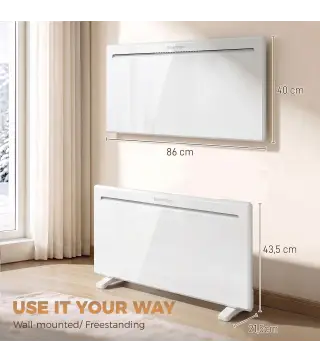 Calefactor Eléctrico Inteligente de Pared o Independiente 2000 W Temporizador Semanal Wifi Ventana Abierta y Antihielo