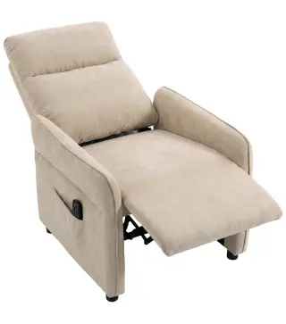 Sillón de Masaje con Calor Reclinación por Empuje 135° Reposapiés Reposabrazos Ajustables y 2 Bolsillos Beige