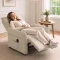Sillón de Masaje con Calor Reclinación por Empuje 135° Reposapiés Reposabrazos Ajustables y 2 Bolsillos Beige Sillón de Masaje con Calor Reclinación por Empuje 135° Reposapiés Reposabrazos Ajustables y 2 Bolsillos Beige