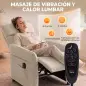 Sillón de Masaje con Calor Reclinación por Empuje 135° Reposapiés Reposabrazos Ajustables y 2 Bolsillos Beige Sillón de Masaje con Calor Reclinación por Empuje 135° Reposapiés Reposabrazos Ajustables y 2 Bolsillos Beige