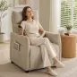 Sillón de Masaje con Calor Reclinación por Empuje 135° Reposapiés Reposabrazos Ajustables y 2 Bolsillos Beige Sillón de Masaje con Calor Reclinación por Empuje 135° Reposapiés Reposabrazos Ajustables y 2 Bolsillos Beige