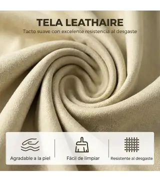 Silla Mecedora de Cuero Sintético con Bolsillos Laterales Patas de Madera Acolchado Grueso para Salón Dormitorio Beige