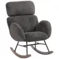 Silla Mecedora de Terciopelo con Reposacabezas Ajustable Acolchado Grueso Patas de Madera Reposabrazos Gris Oscuro Silla Mecedora de Terciopelo con Reposacabezas Ajustable Acolchado Grueso Patas de Madera Reposabrazos Gris Oscuro