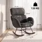 Silla Mecedora de Terciopelo con Reposacabezas Ajustable Acolchado Grueso Patas de Madera Reposabrazos Gris Oscuro Silla Mecedora de Terciopelo con Reposacabezas Ajustable Acolchado Grueso Patas de Madera Reposabrazos Gris Oscuro