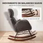 Silla Mecedora de Terciopelo con Reposacabezas Ajustable Acolchado Grueso Patas de Madera Reposabrazos Gris Oscuro Silla Mecedora de Terciopelo con Reposacabezas Ajustable Acolchado Grueso Patas de Madera Reposabrazos Gris Oscuro