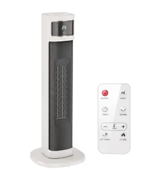 Calefactor Eléctrico de Cerámica con Termostato Regulable 4 Modos Panel Táctil Mando a Distancia Blanco