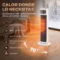 Calefactor Eléctrico de Cerámica con Termostato Regulable 4 Modos Panel Táctil Mando a Distancia Blanco