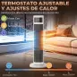 Calefactor Eléctrico de Cerámica con Termostato Regulable 4 Modos Panel Táctil Mando a Distancia Blanco