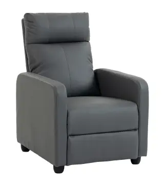 Sillón Relax Reclinable Manual hasta 155° Tapizado en PU Reposapiés Respaldo Alto Grueso y Asiento Amplio Gris