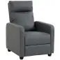 Sillón Relax Reclinable Manual hasta 155° Tapizado en PU Reposapiés Respaldo Alto Grueso y Asiento Amplio Gris