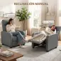 Sillón Relax Reclinable Manual hasta 155° Tapizado en PU Reposapiés Respaldo Alto Grueso y Asiento Amplio Gris