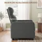 Sillón Relax Reclinable Manual hasta 155° Tapizado en PU Reposapiés Respaldo Alto Grueso y Asiento Amplio Gris