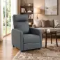 Sillón Relax Reclinable Manual hasta 155° Tapizado en PU Reposapiés Respaldo Alto Grueso y Asiento Amplio Gris