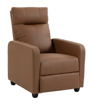 Sillón Relax Reclinable Manual hasta 155° Tapizado en PU Reposapiés Respaldo Alto Grueso y Asiento Amplio Marrón Oscuro