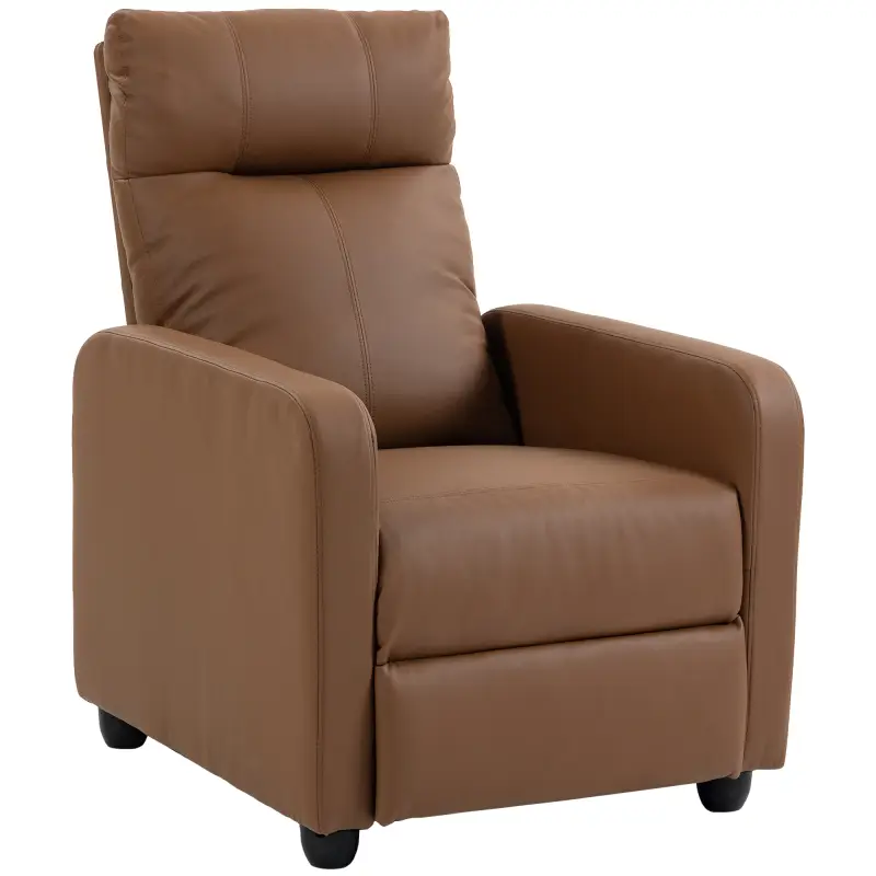 Sillón Relax Reclinable Manual hasta 155° Tapizado en PU Reposapiés Respaldo Alto Grueso y Asiento Amplio Marrón Oscuro