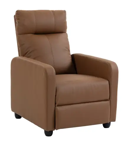 Sillón Relax Reclinable Manual hasta 155° Tapizado en PU Reposapiés Respaldo Alto Grueso y Asiento Amplio Marrón Oscuro