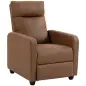 Sillón Relax Reclinable Manual hasta 155° Tapizado en PU Reposapiés Respaldo Alto Grueso y Asiento Amplio Marrón Oscuro