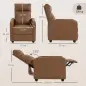 Sillón Relax Reclinable Manual hasta 155° Tapizado en PU Reposapiés Respaldo Alto Grueso y Asiento Amplio Marrón Oscuro