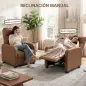 Sillón Relax Reclinable Manual hasta 155° Tapizado en PU Reposapiés Respaldo Alto Grueso y Asiento Amplio Marrón Oscuro