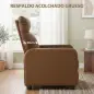 Sillón Relax Reclinable Manual hasta 155° Tapizado en PU Reposapiés Respaldo Alto Grueso y Asiento Amplio Marrón Oscuro