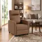 Sillón Relax Reclinable Manual hasta 155° Tapizado en PU Reposapiés Respaldo Alto Grueso y Asiento Amplio Marrón Oscuro