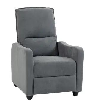 Sillón Relax Reclinable Manual hasta 155° de Tejido Efecto Lino Reposapiés Muelles Ensacados Acolchado Grueso Gris