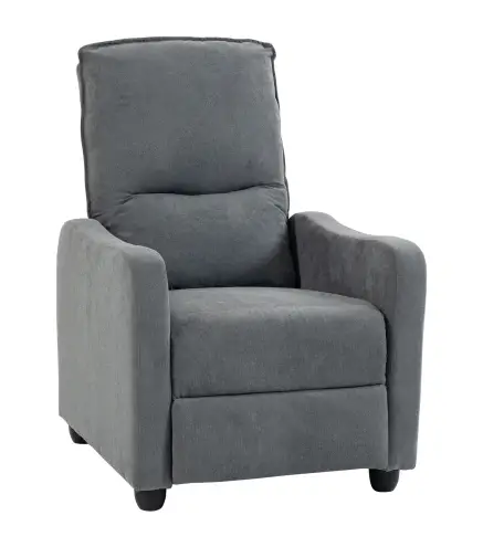 Sillón Relax Reclinable Manual hasta 155° de Tejido Efecto Lino Reposapiés Muelles Ensacados Acolchado Grueso Gris
