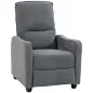 Sillón Relax Reclinable Manual hasta 155° de Tejido Efecto Lino Reposapiés Muelles Ensacados Acolchado Grueso Gris