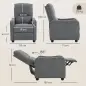 Sillón Relax Reclinable Manual hasta 155° de Tejido Efecto Lino Reposapiés Muelles Ensacados Acolchado Grueso Gris