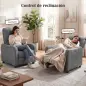 Sillón Relax Reclinable Manual hasta 155° de Tejido Efecto Lino Reposapiés Muelles Ensacados Acolchado Grueso Gris