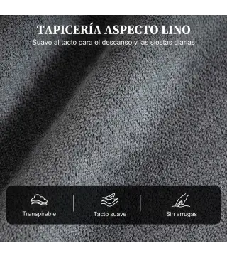 Sillón Relax Reclinable Manual hasta 155° de Tejido Efecto Lino Reposapiés Muelles Ensacados Acolchado Grueso Gris