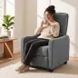 Sillón Relax Reclinable Manual hasta 155° de Tejido Efecto Lino Reposapiés Muelles Ensacados Acolchado Grueso Gris
