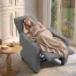 Sillón Relax Reclinable Manual hasta 155° de Tejido Efecto Lino Reposapiés Muelles Ensacados Acolchado Grueso Gris