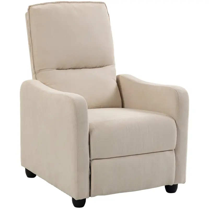 Sillón Relax Reclinable Manual hasta 155° de Tejido Efecto Lino Reposapiés Muelles Ensacados Acolchado Grueso Crema Sillón Relax Reclinable Manual hasta 155° de Tejido Efecto Lino Reposapiés Muelles Ensacados Acolchado Grueso Crema