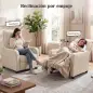 Sillón Relax Reclinable Manual hasta 155° de Tejido Efecto Lino Reposapiés Muelles Ensacados Acolchado Grueso Crema Sillón Relax Reclinable Manual hasta 155° de Tejido Efecto Lino Reposapiés Muelles Ensacados Acolchado Grueso Crema