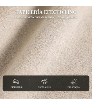 Sillón Relax Reclinable Manual hasta 155° de Tejido Efecto Lino Reposapiés Muelles Ensacados Acolchado Grueso Crema