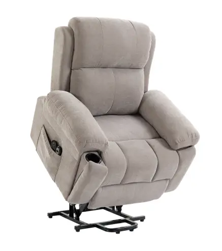 Sillón Relax Reclinable Eléctrico Levanta Personas Masaje Vibratorio y Calor Asiento Muelles Mando Portavasos Bolsillos
