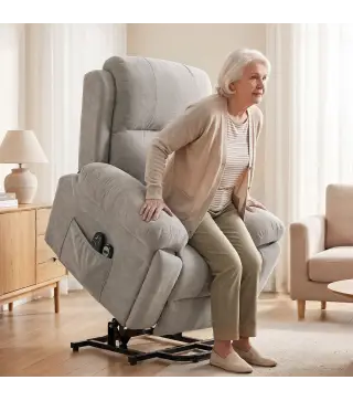 Sillón Relax Reclinable Eléctrico Levanta Personas Masaje Vibratorio y Calor Asiento Muelles Mando Portavasos Bolsillos