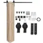 5FT/152CM Herrajes para Puerta Corredera Plegable para 2 Puertas con Riel para Granero Negro
